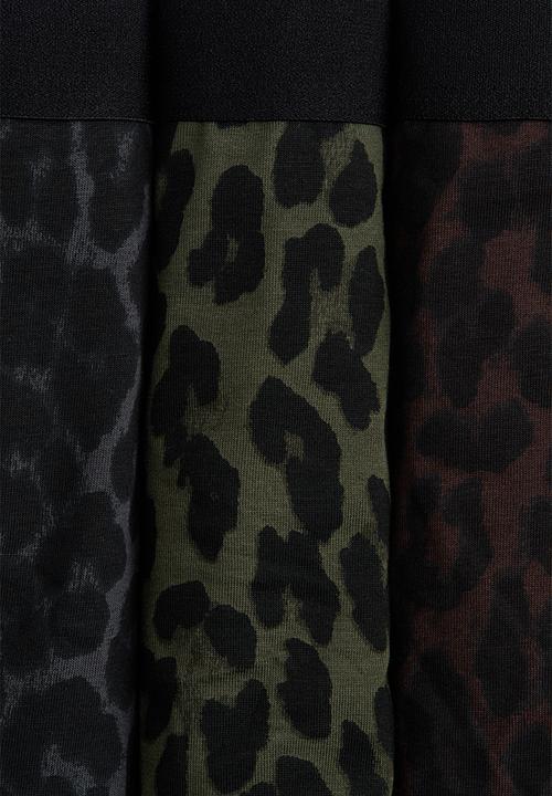 H&M - 3-pack cotton short trunks - black/leopard print
