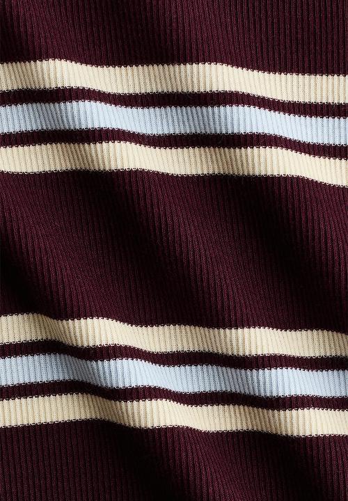 H&M - Ribbed top - burgundy/striped