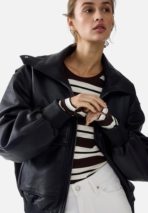 H&M - Ribbed top - white/dark brown striped