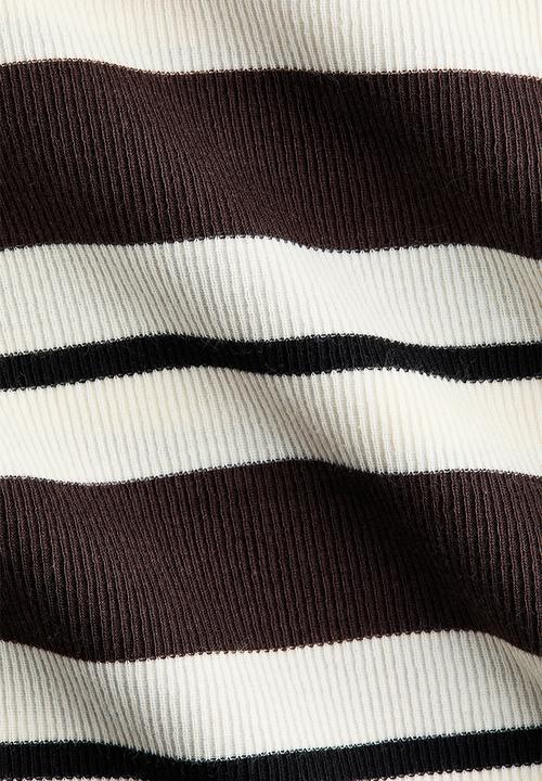 H&M - Ribbed top - white/dark brown striped