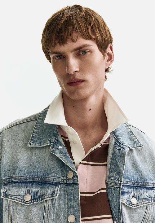 H&M - Loose fit rugby shirt - light pink/striped