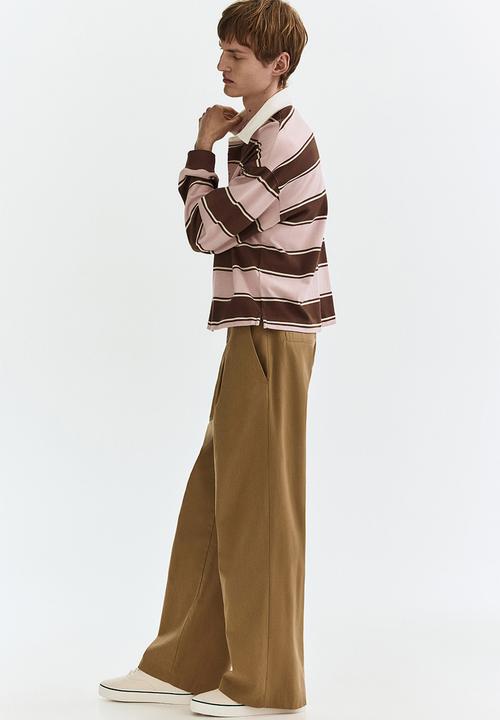 H&M - Loose fit rugby shirt - light pink/striped