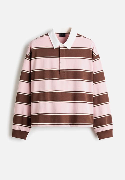H&M - Loose fit rugby shirt - light pink/striped