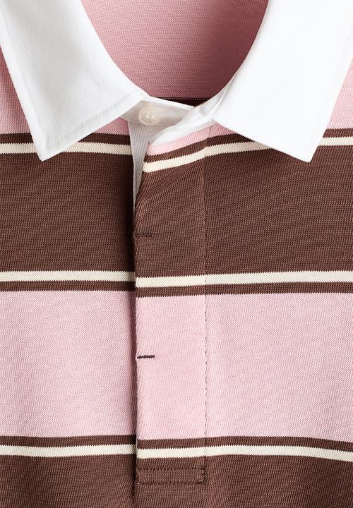 H&M - Loose fit rugby shirt - light pink/striped