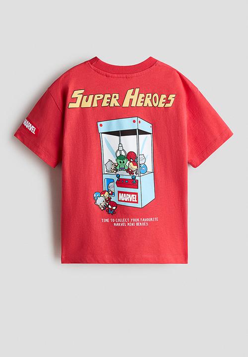 H&M - Loose-fit printed t-shirt - red/marvel comics