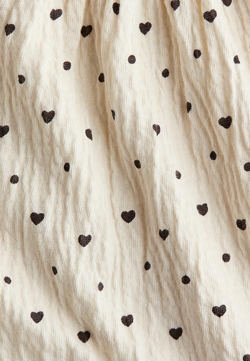 H&M - Bow-detail crinkled blouse - cream/hearts