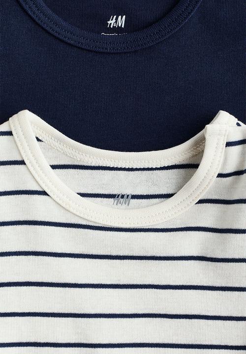 H&M - 2-pack cotton bodysuits - navy blue/white