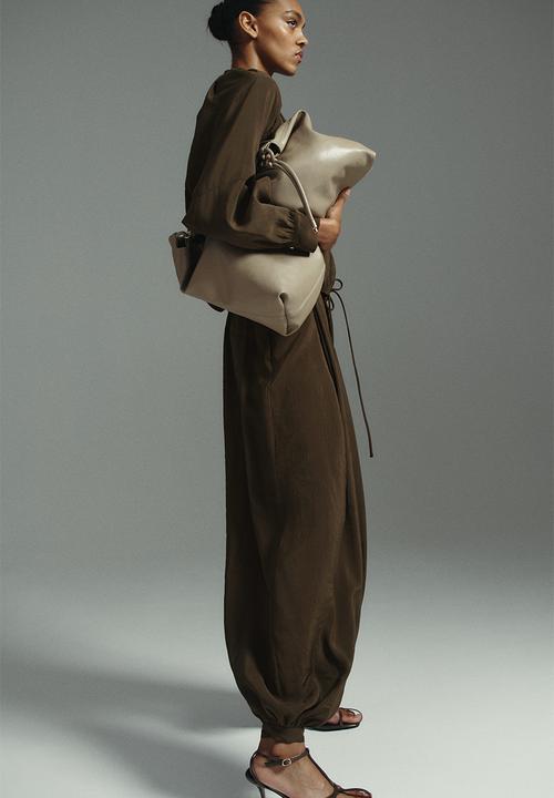 H&M - Balloon-leg modal trousers - dark khaki green