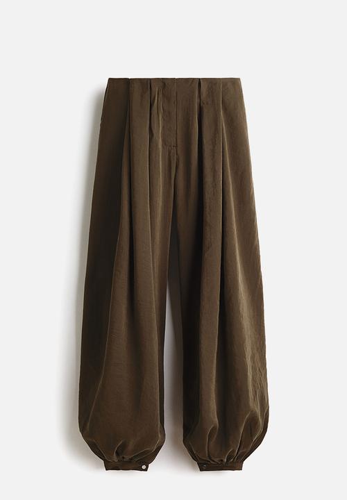 H&M - Balloon-leg modal trousers - dark khaki green