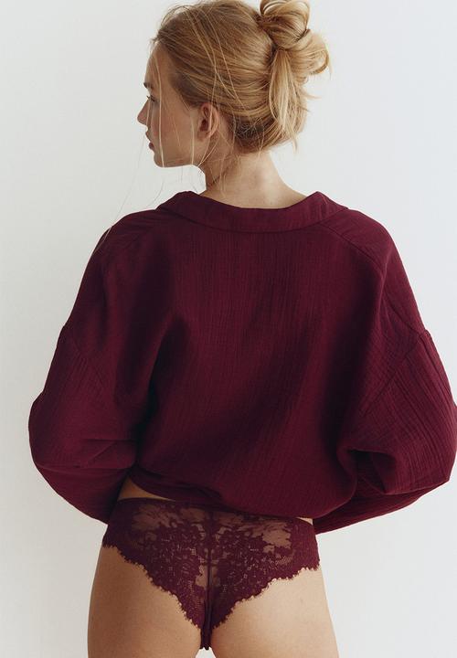 H&M - 2 Pack lace brazilian briefs - burgundy