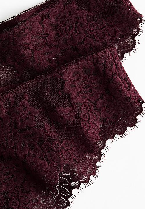 H&M - 2 Pack lace brazilian briefs - burgundy