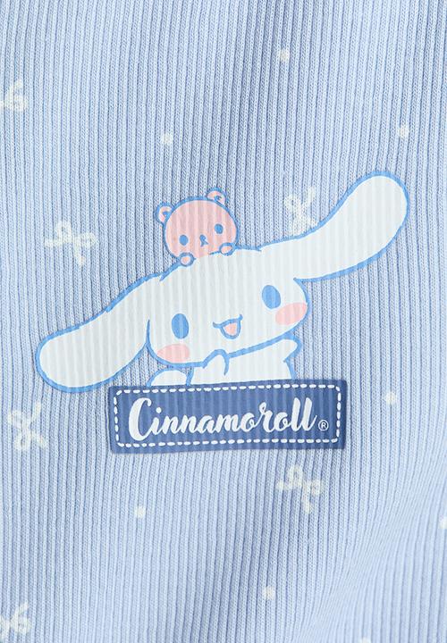 H&M - Printed button-front top - dusty blue/cinnamoroll