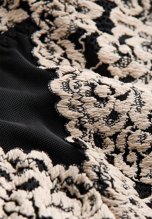 H&M - Padded-cup lace body - black/cream
