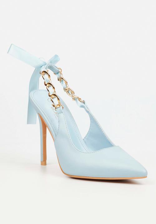 Miss Black - Lola 29 gold chain slingback heel - blue