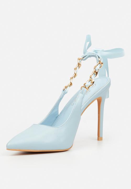 Miss Black - Lola 29 gold chain slingback heel - blue
