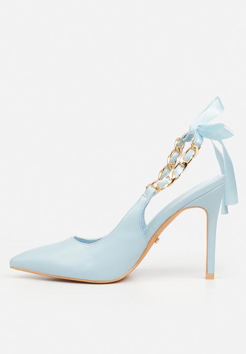 Miss Black - Lola 29 gold chain slingback heel - blue