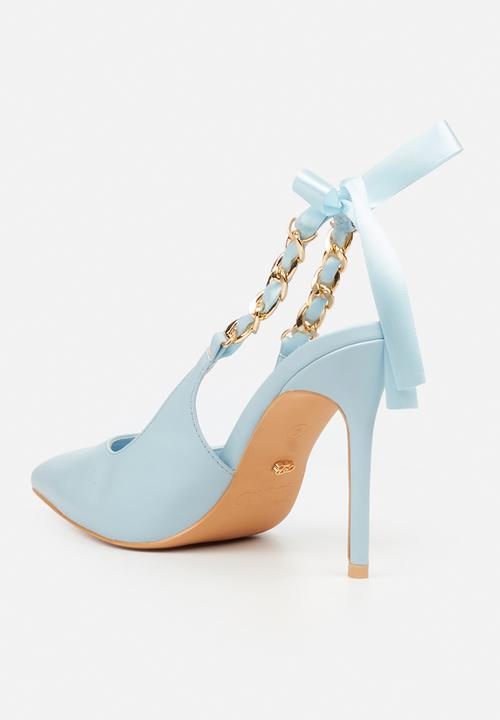 Miss Black - Lola 29 gold chain slingback heel - blue