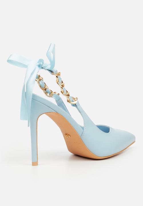 Miss Black - Lola 29 gold chain slingback heel - blue
