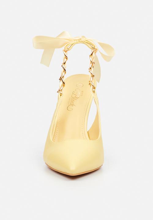 Miss Black - Lola 29 gold chain slingback heel - yellow