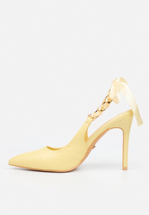 Miss Black - Lola 29 gold chain slingback heel - yellow