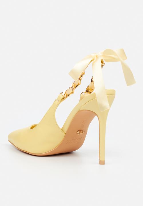 Miss Black - Lola 29 gold chain slingback heel - yellow