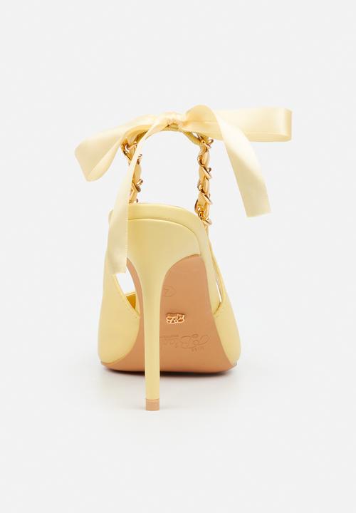 Miss Black - Lola 29 gold chain slingback heel - yellow