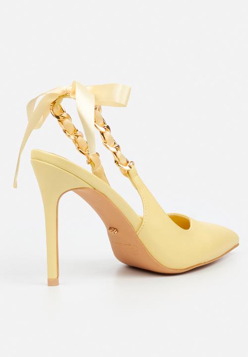 Miss Black - Lola 29 gold chain slingback heel - yellow