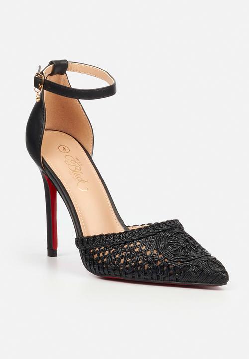 Miss Black - Lola 79 ankle-strap macrame heel - black