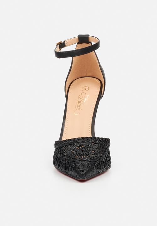 Miss Black - Lola 79 ankle-strap macrame heel - black