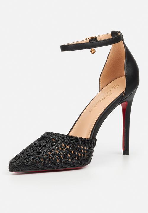 Miss Black - Lola 79 ankle-strap macrame heel - black
