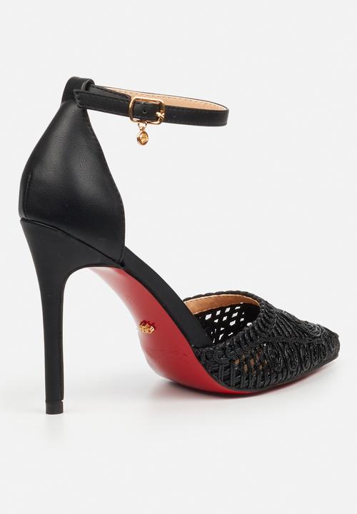 Miss Black - Lola 79 ankle-strap macrame heel - black