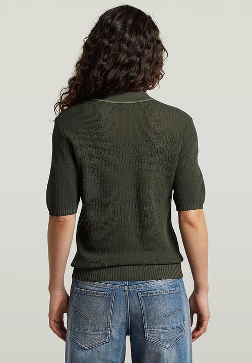 G-STAR - Structure polo knit short sleeve wmn - asfalt