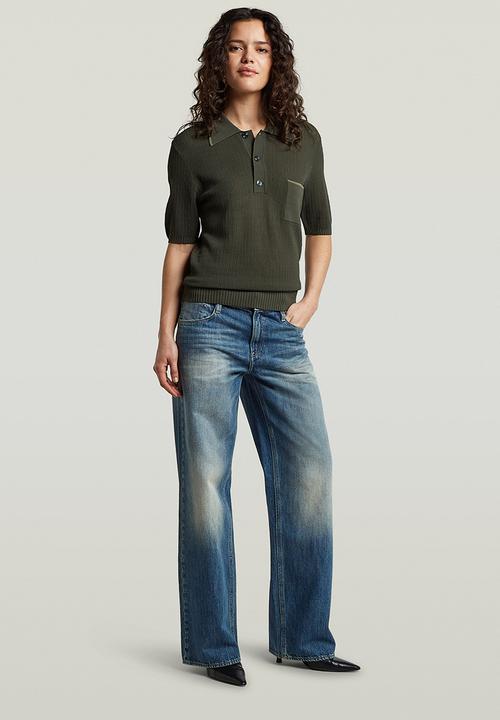 G-STAR - Structure polo knit short sleeve wmn - asfalt