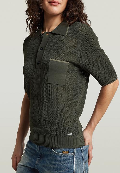 G-STAR - Structure polo knit short sleeve wmn - asfalt