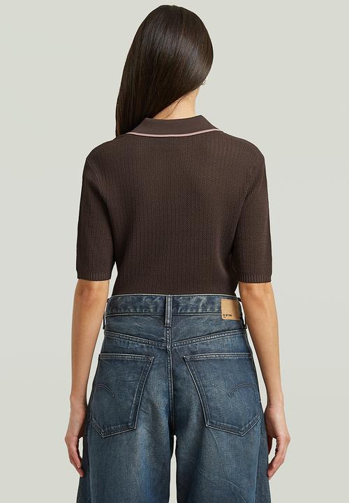G-STAR - Structure polo knit short sleeve wmn - coffee bean