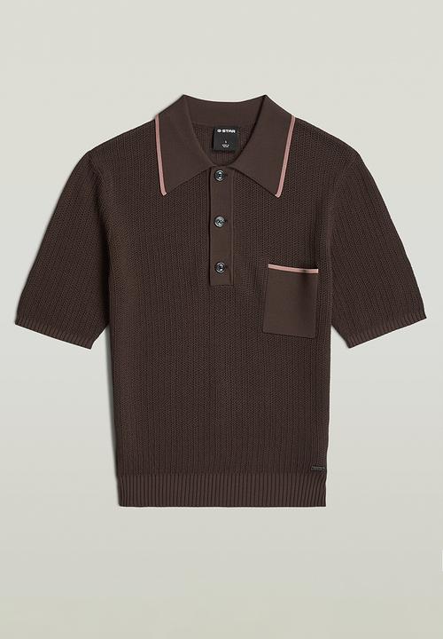G-STAR - Structure polo knit short sleeve wmn - coffee bean