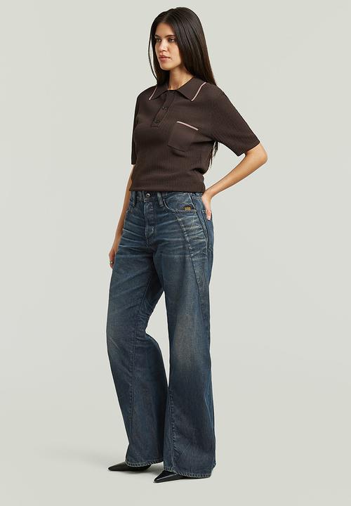G-STAR - Structure polo knit short sleeve wmn - coffee bean
