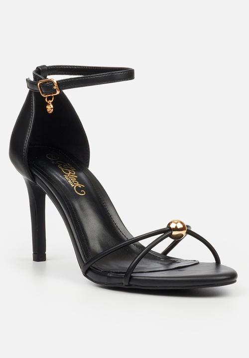 Miss Black - Nelly 4 gold trim strappy heel - black