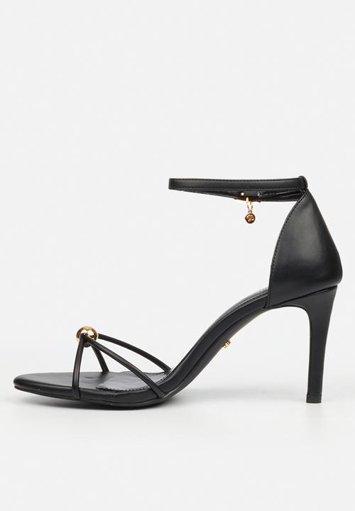 Miss Black - Nelly 4 gold trim strappy heel - black