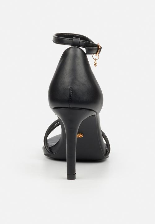 Miss Black - Nelly 4 gold trim strappy heel - black