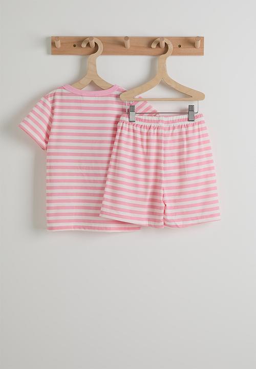 Pop Candy - Unicorn tee & shorts - pink stripe
