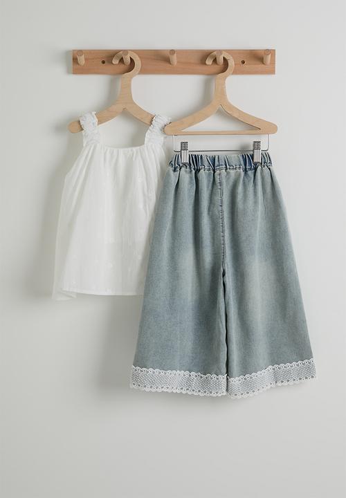 Pop Candy - Top and jeans - white & blue