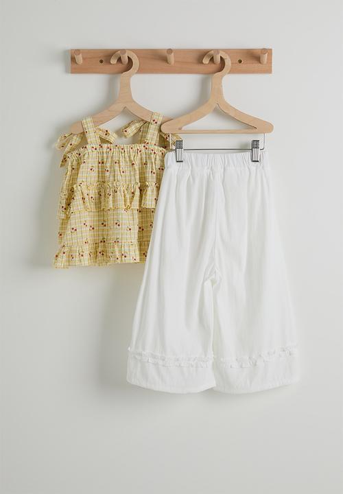 Pop Candy - Tiered top and pants - yellow & white