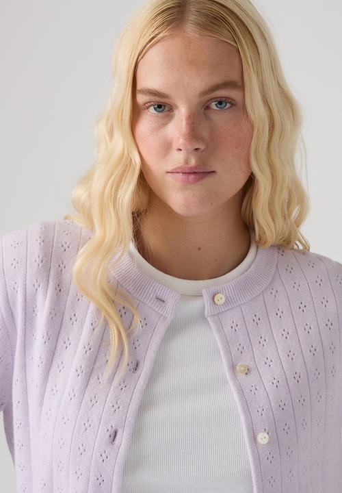Levi’s® - Super Soft Crewneck Cardi Pointelle - Lavender Blue
