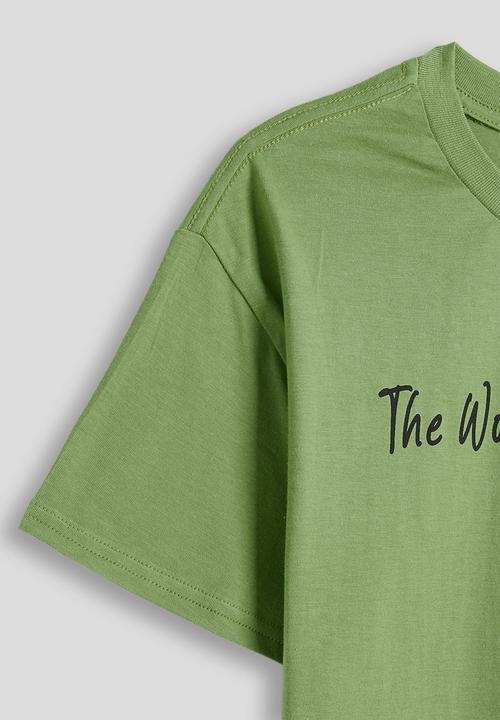 Pop Candy - Tween boys drop shoulder tee - sage