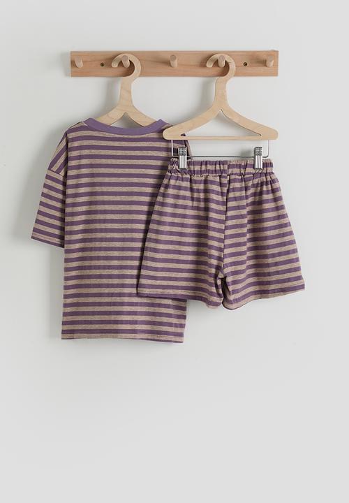 Pop Candy - Tee & shorts - lilac stripes