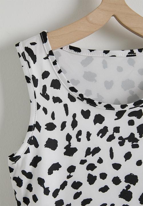 Pop Candy - Tank & cycling shorts - white & leopard print