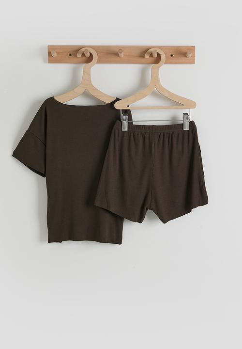 Pop Candy - Tee & shorts - coffee