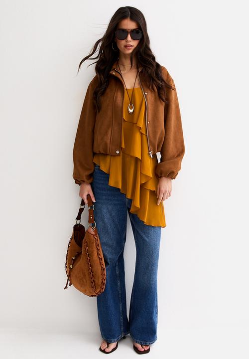 New Look - Ciara chiffon tier ruffle cami - rust
