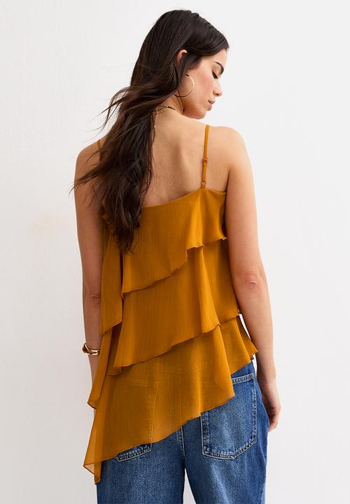 New Look - Ciara chiffon tier ruffle cami - rust